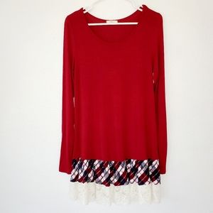 Mon Ami USA Long Sleeve Longer Length Top Red Wine